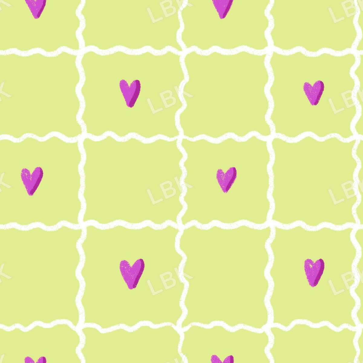 Sweetheart Rick Rack plaid Light chartreuse green and pink