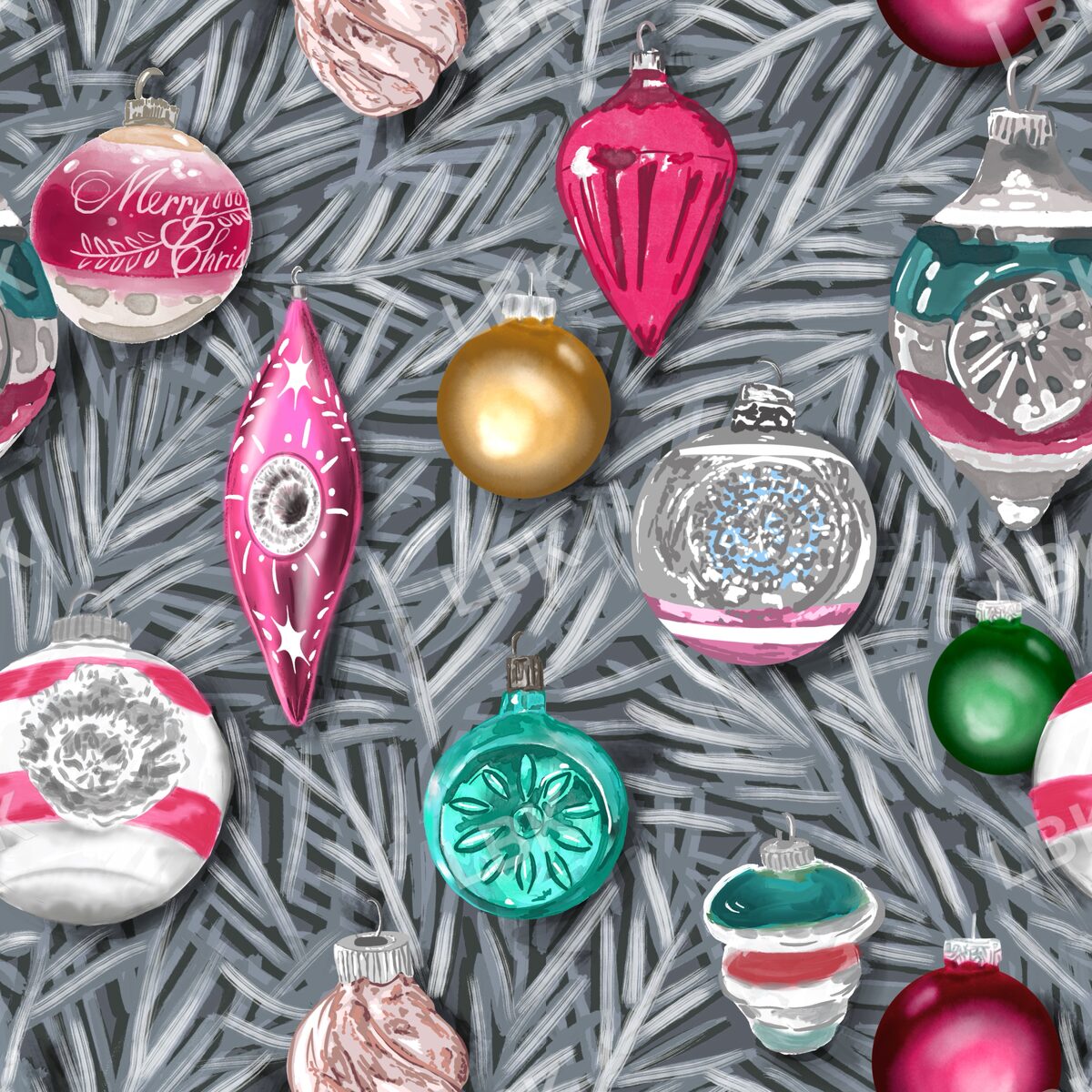 Silver tree with vintage ornaments