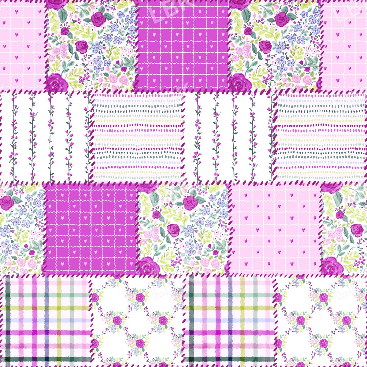 Petals and Pieces Patchwork white and light pink