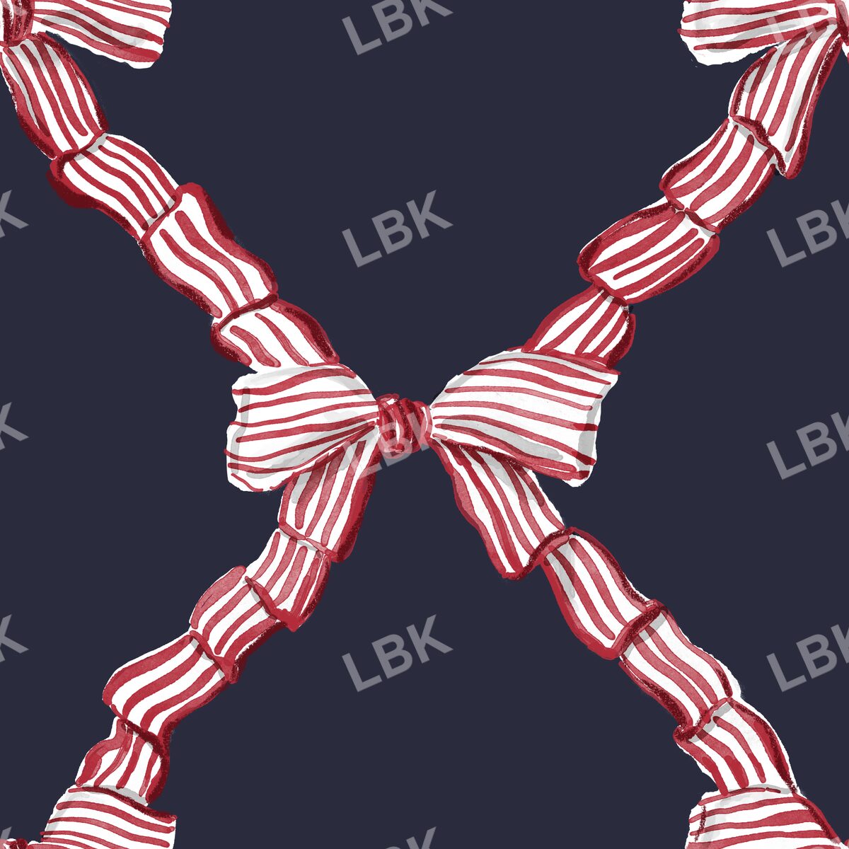 Vintage red Striped coquette on soft navy