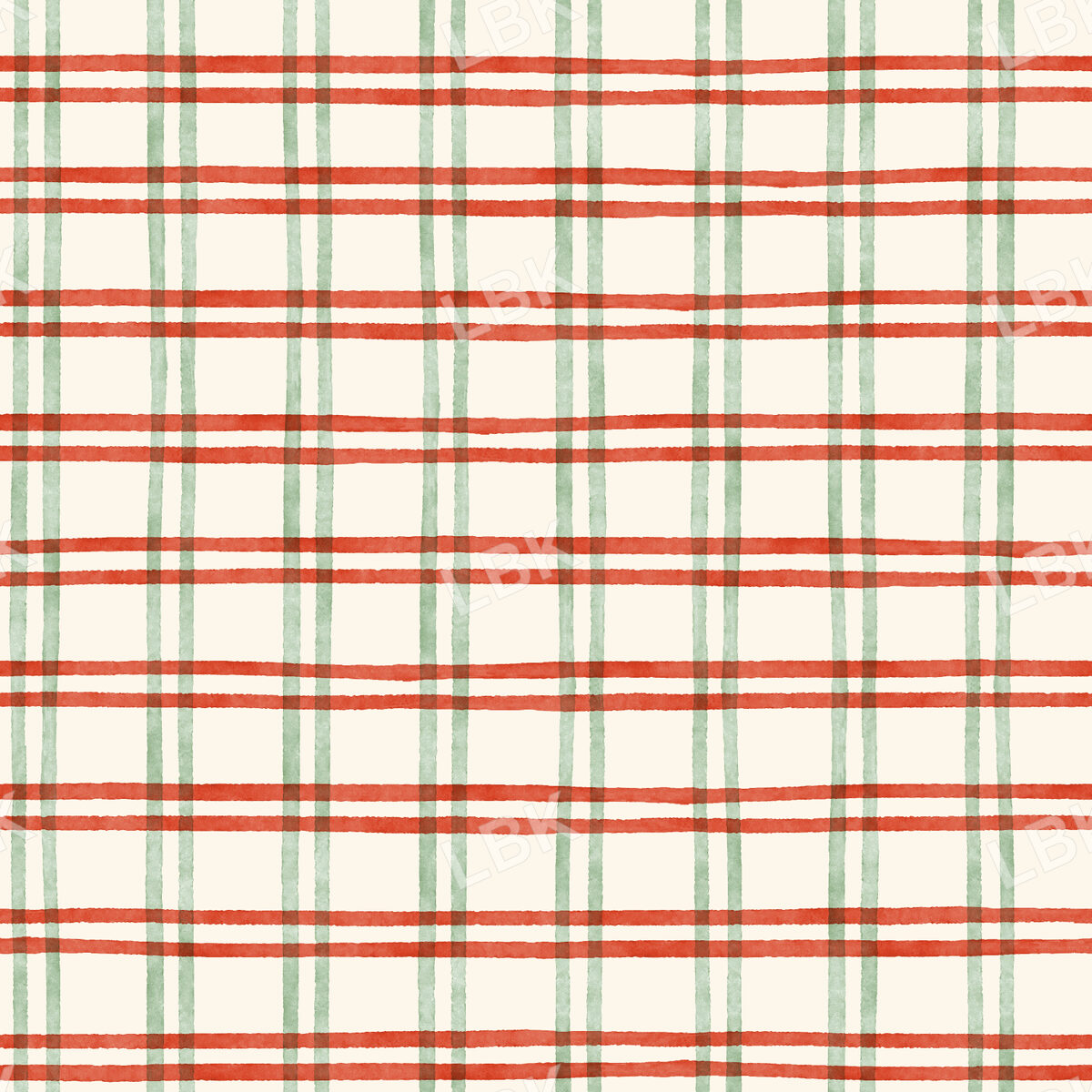 Christmas window pane watercolor plaid - cream