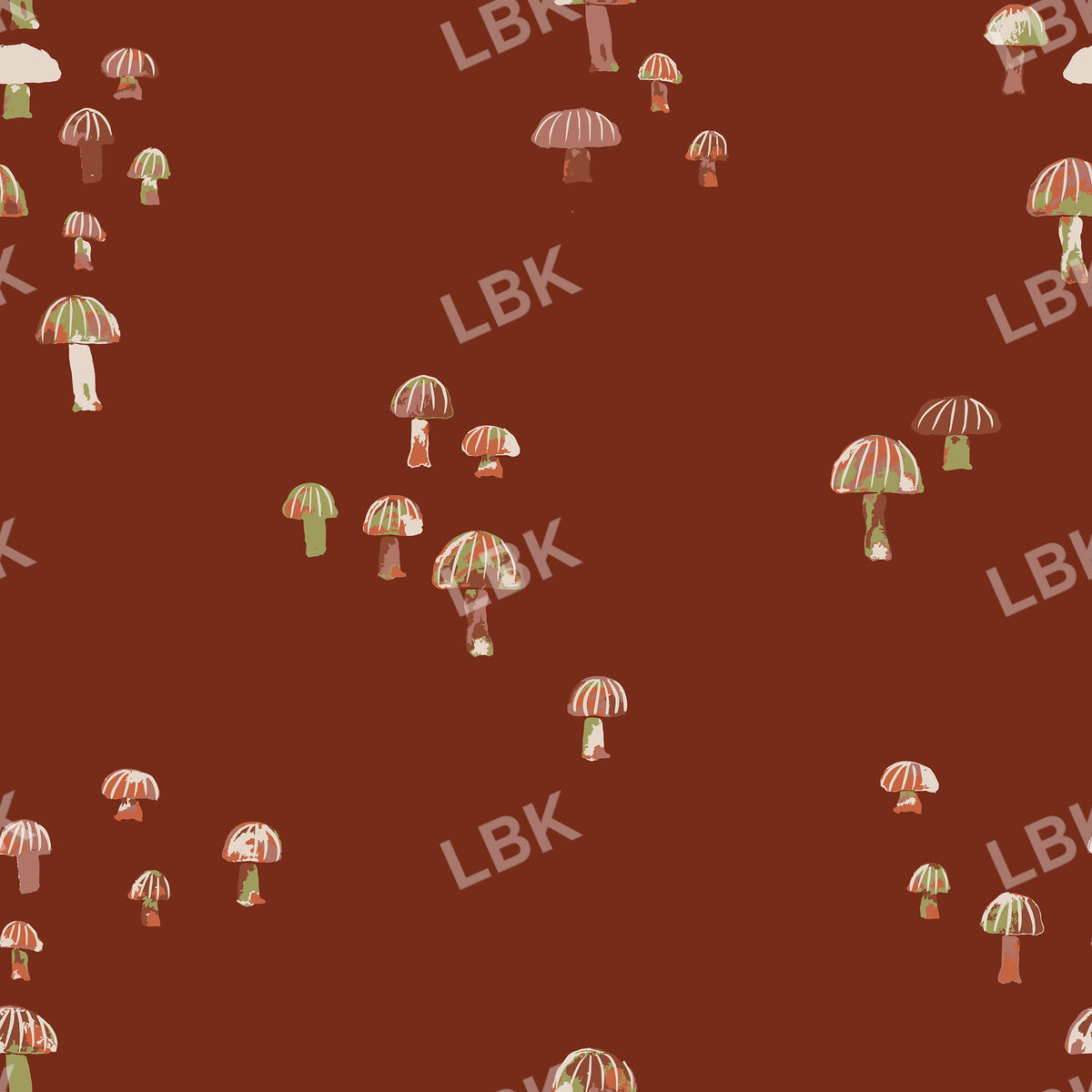 Multi Mushrooms on Red