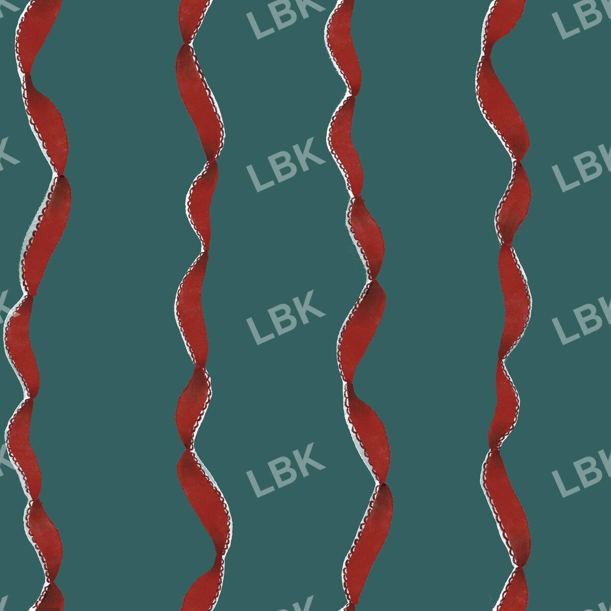 Curly ribbon stripe red winter green
