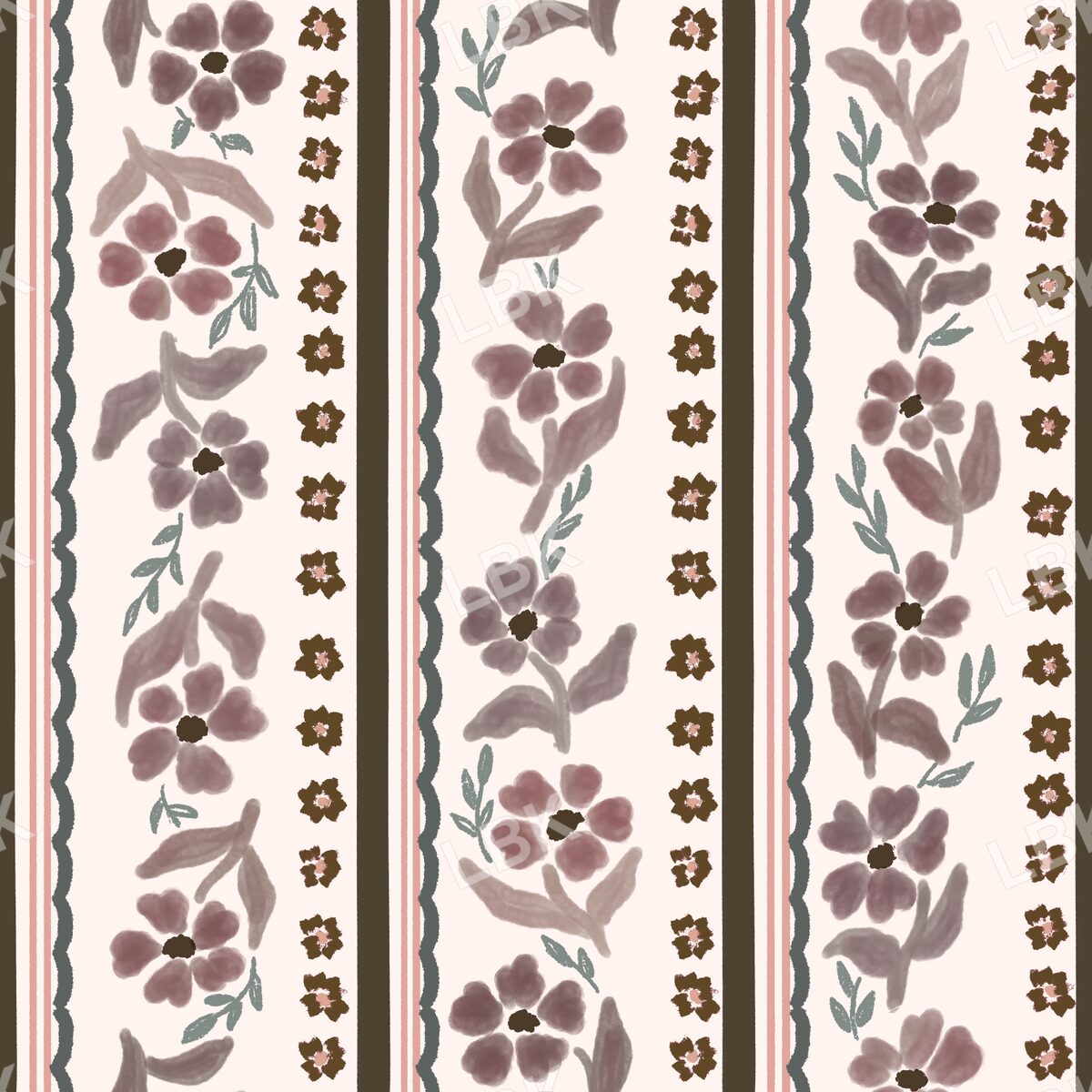 Cottage floral ribbon beige