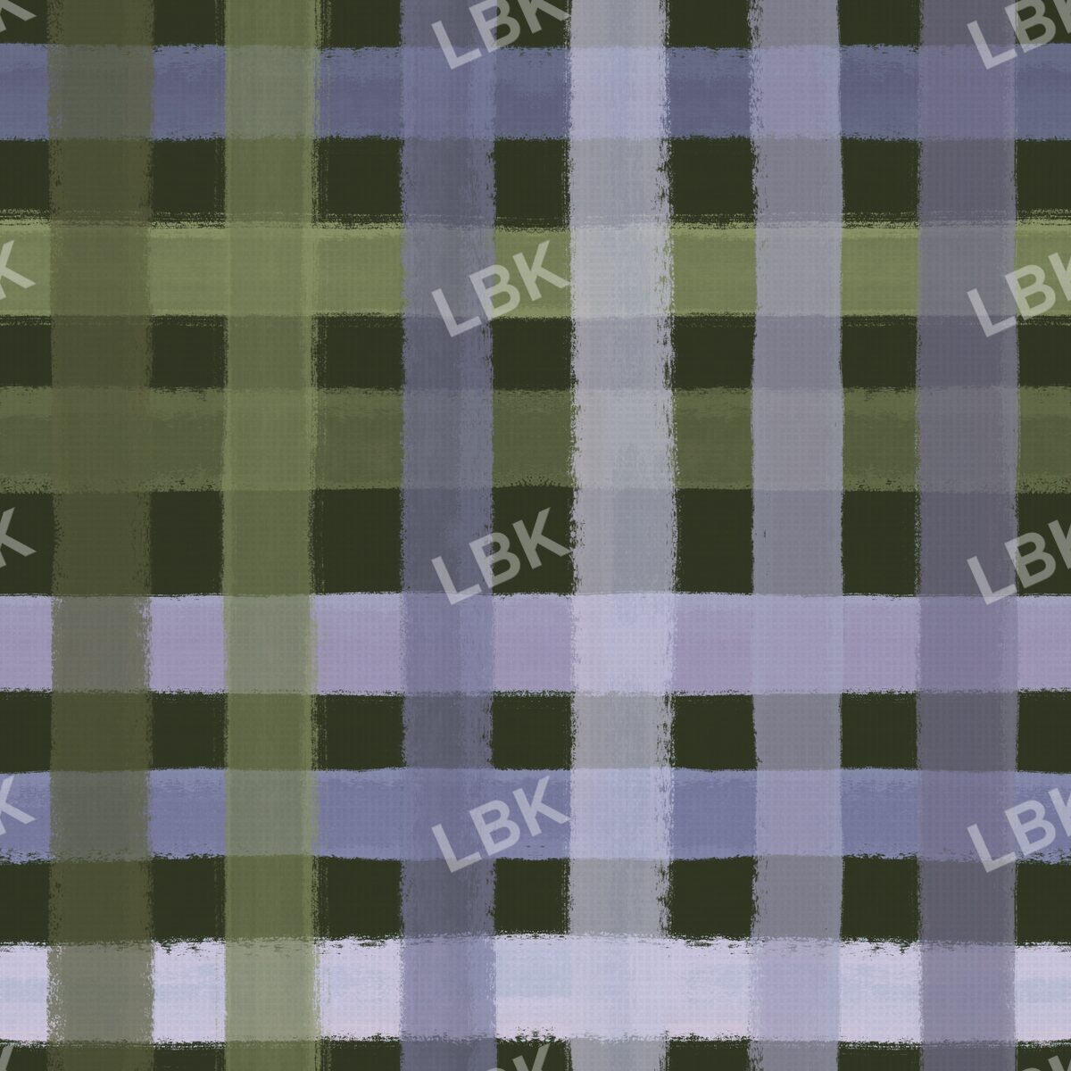 Painted gingham linen plaid dark olive dusty purple