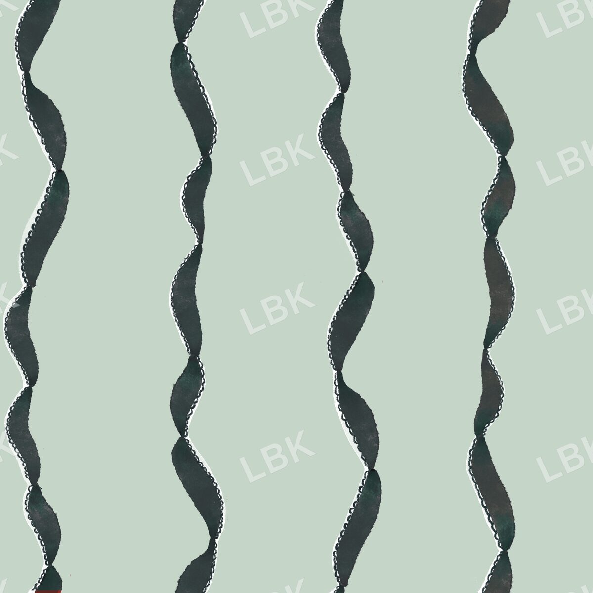 Curly ribbon stripe vintage and dark green