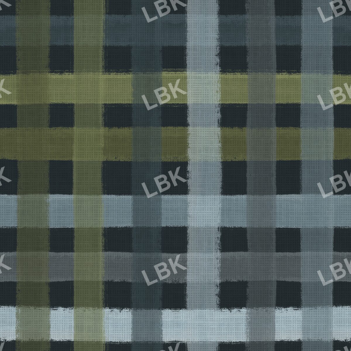 Painted gingham linen plaid dark navy blue