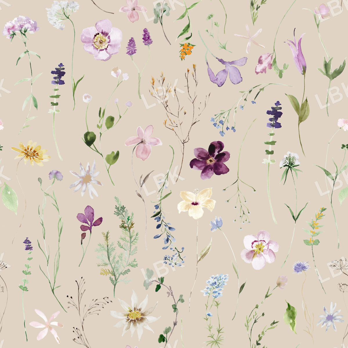 Summer Wildflower Floral on SW Natural Linen