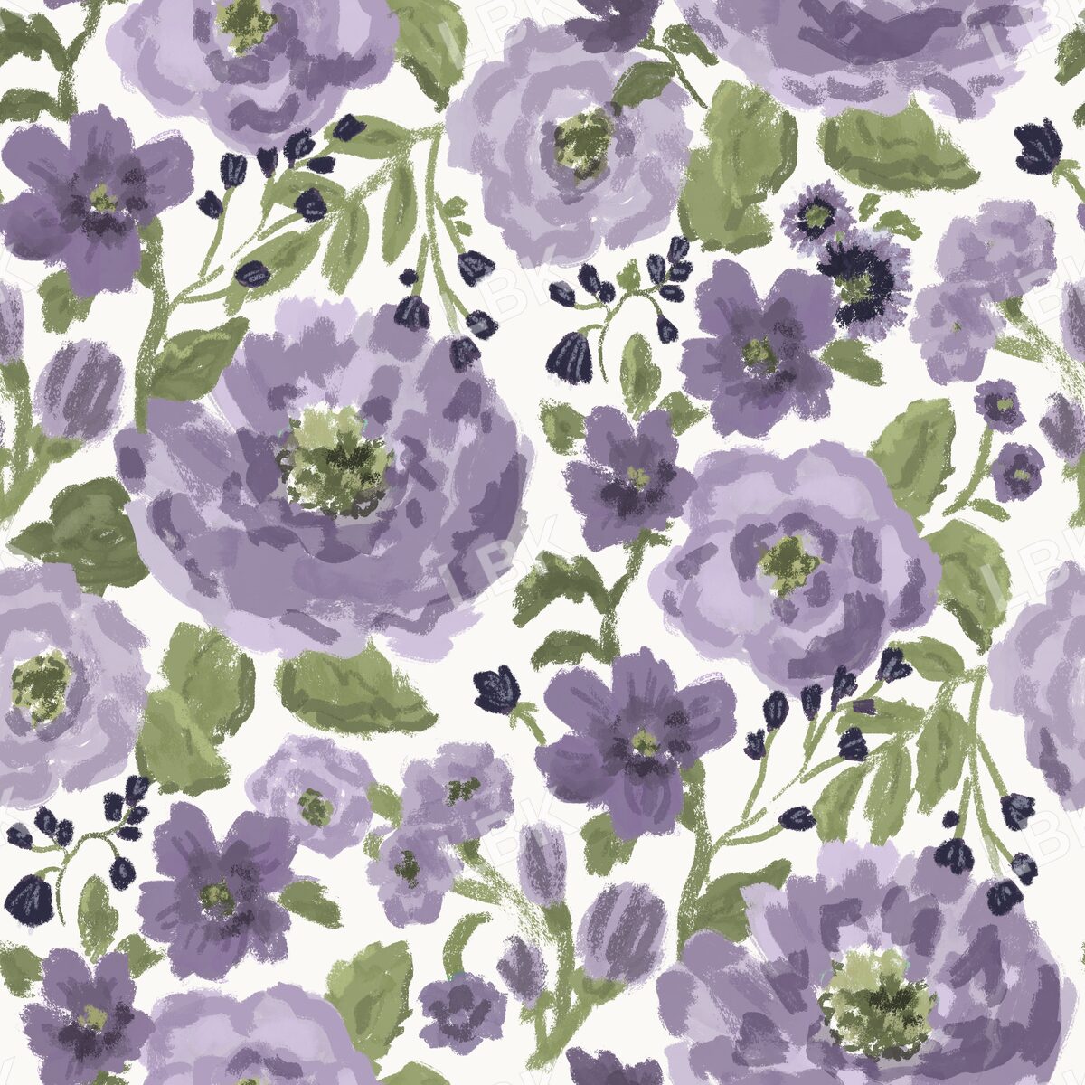 Winter Bloom - Cream lilac purple floral