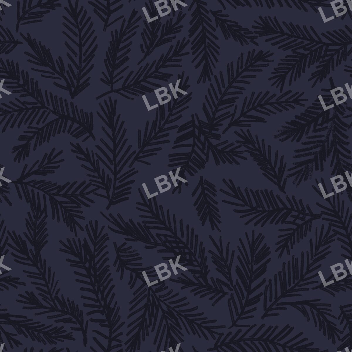 Christmas pine branches soft navy blue