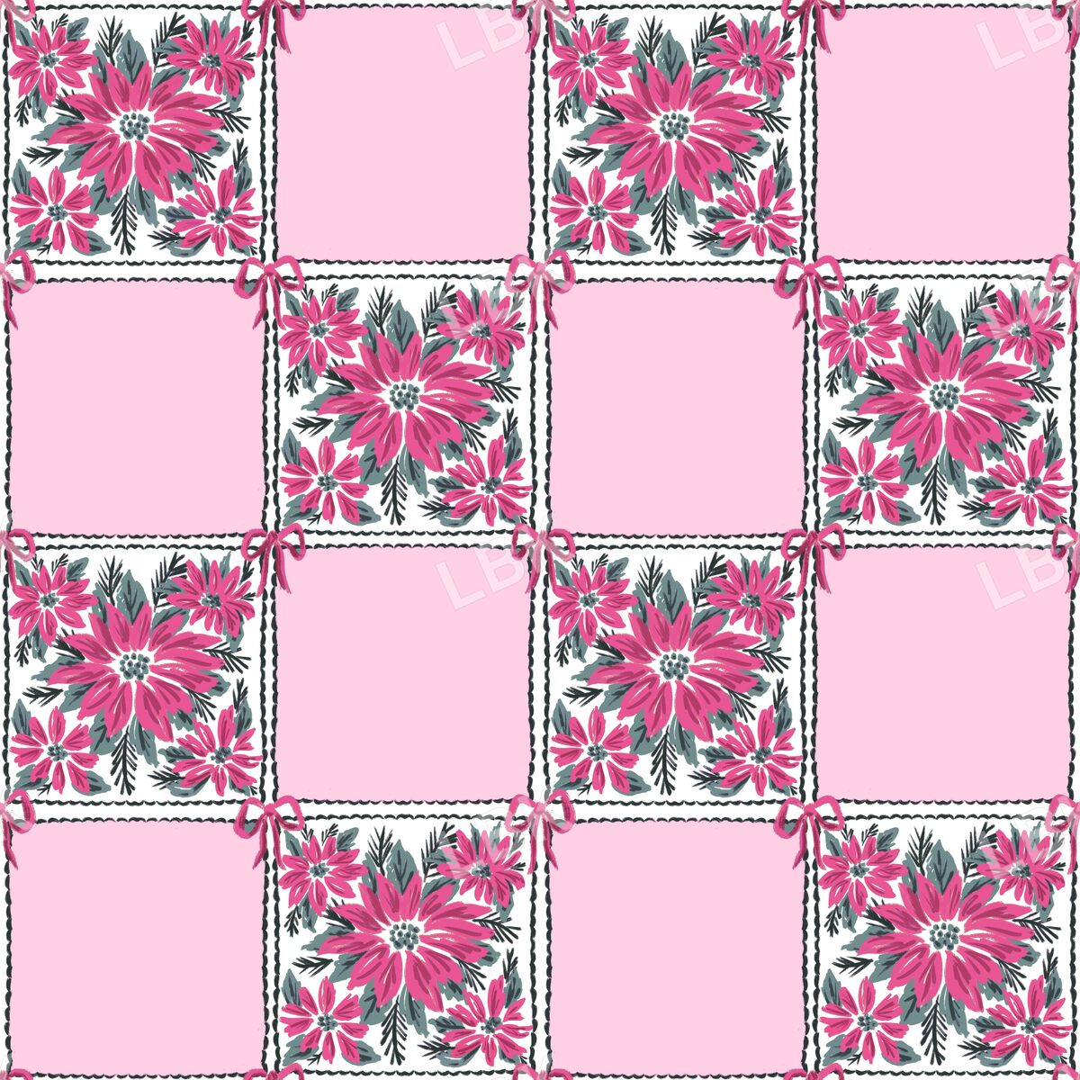 Pink poinsettia checker