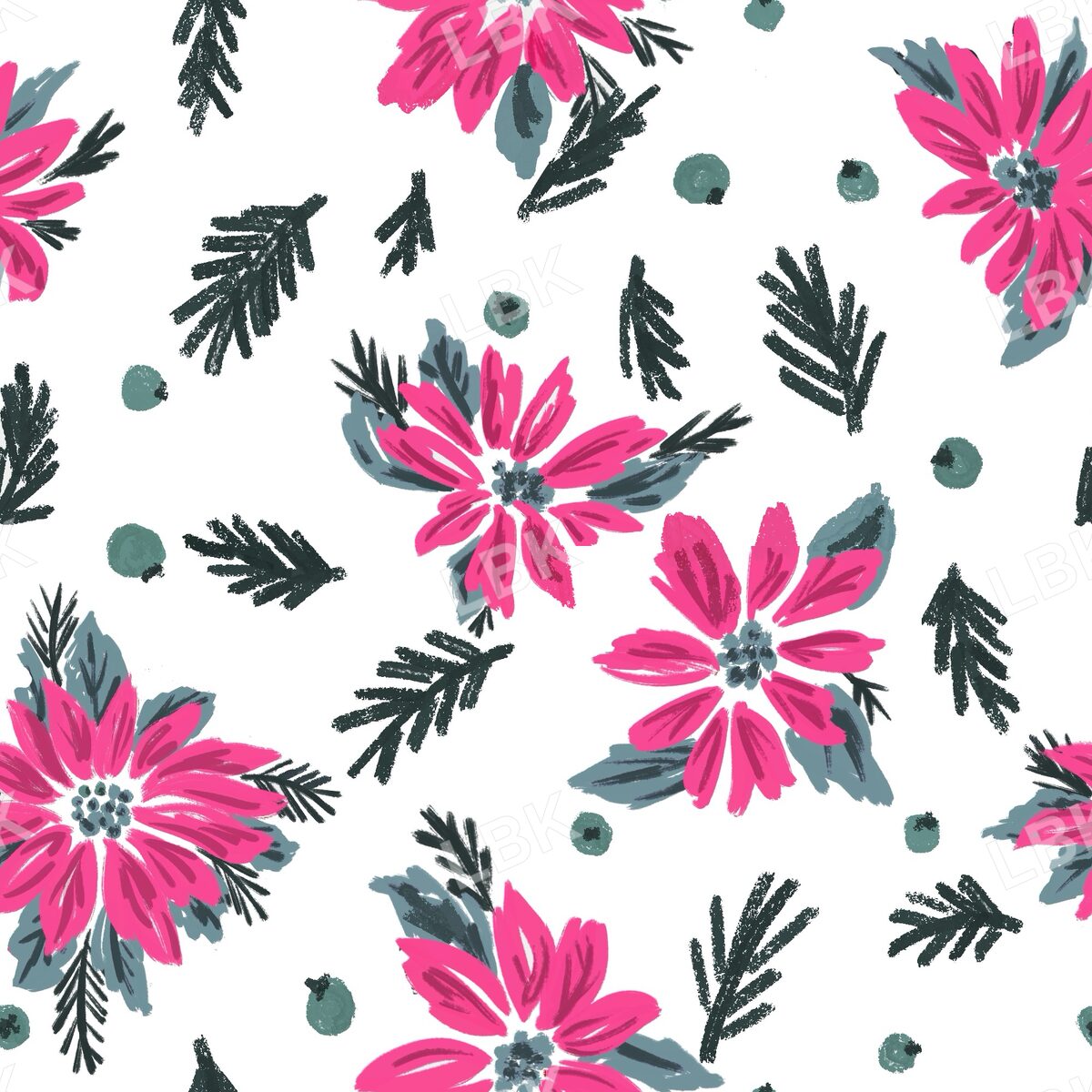 Pink Poinsettia pine and berry white