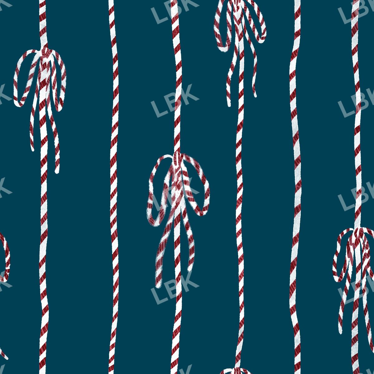 Bakers twine bow stripe teal and vintage red