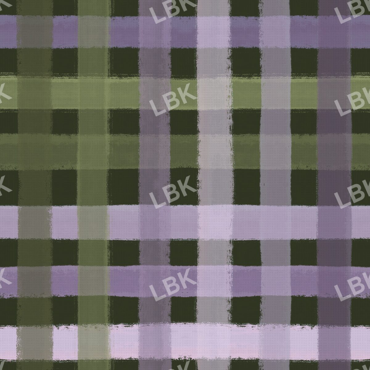 Painted gingham linen plaid dark olive purple