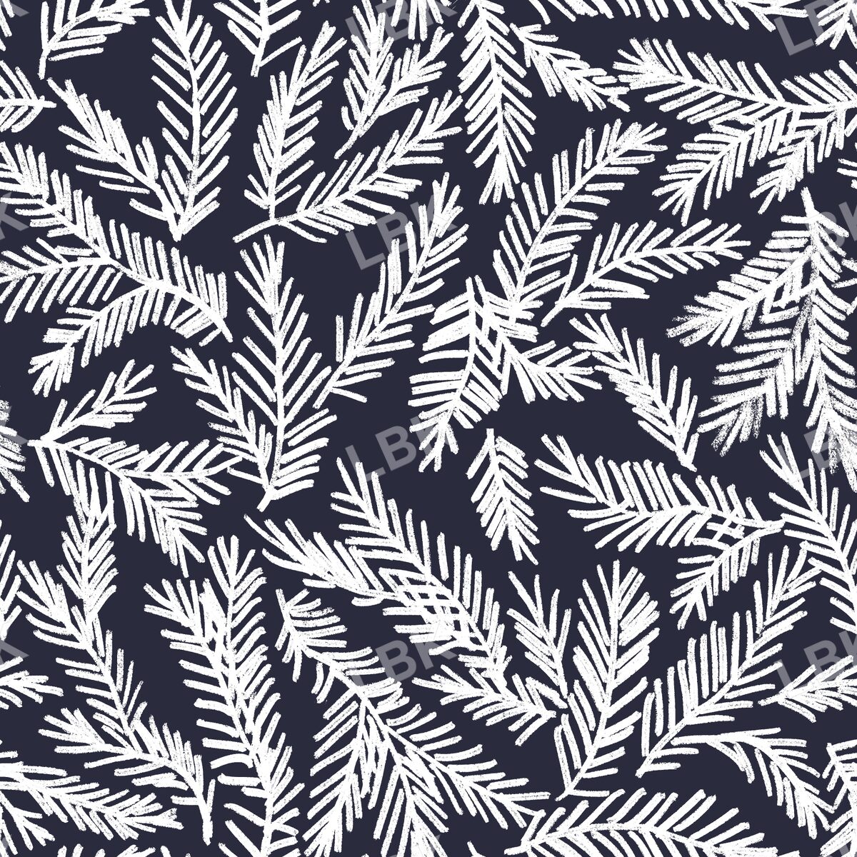 Christmas pine branches soft navy white