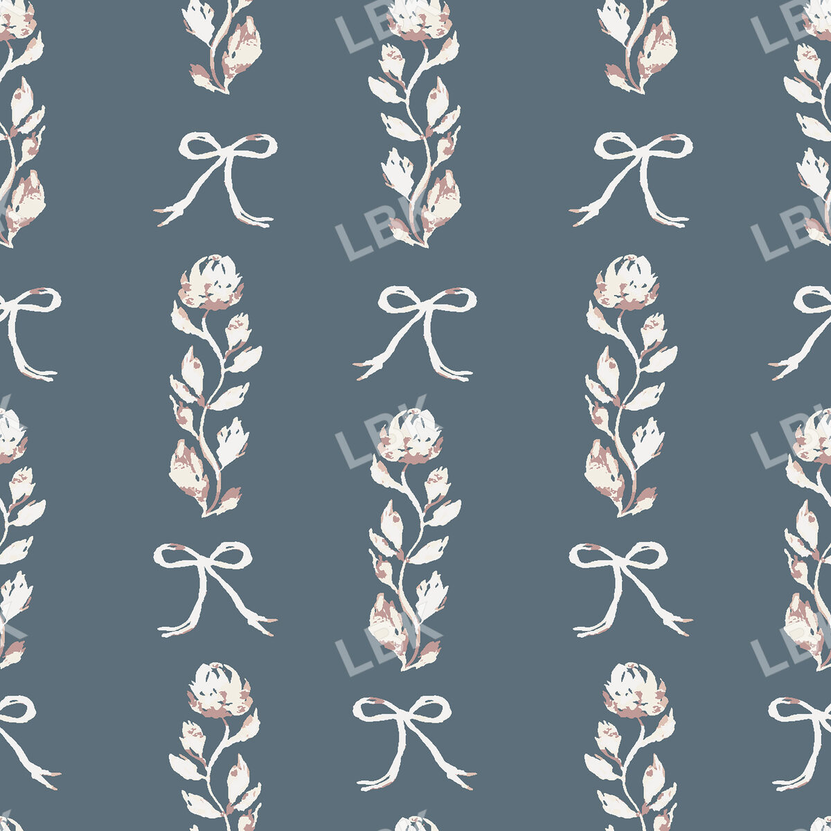 Vintage Floral Stripe on Navy 6