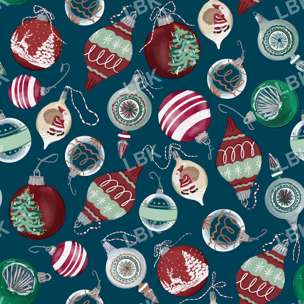 Vintage ornaments teal