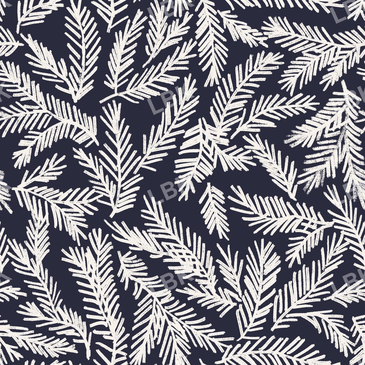 Christmas pine branches soft navy milk cream