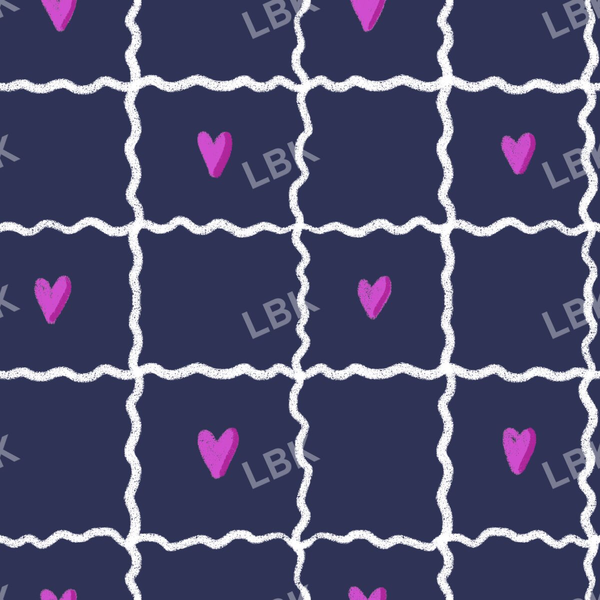 Sweetheart ric-rac hearts midnight navy pink