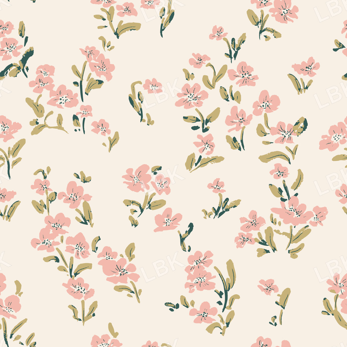 Vintage Floral Scatter on Cream