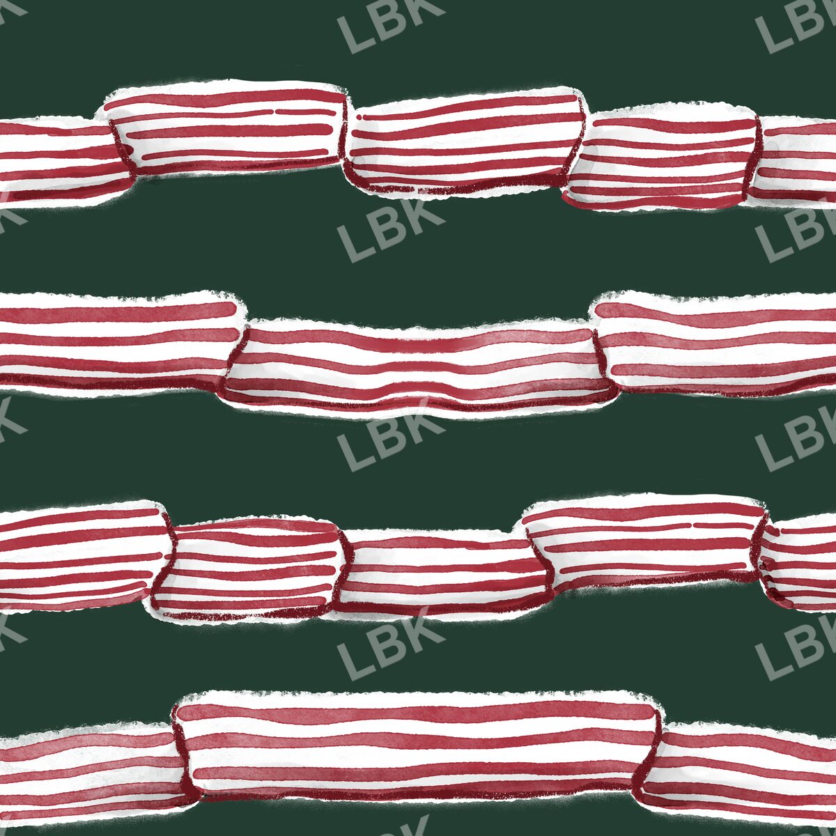 Vintage red ribbon stripe on Pine green