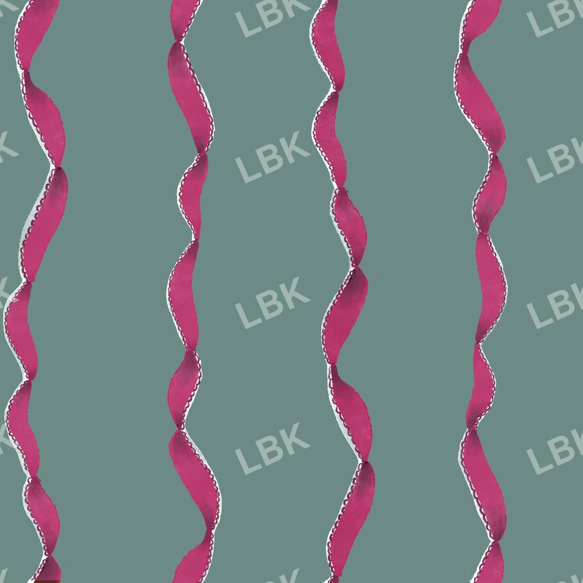 Curly ribbon stripe dark pink green