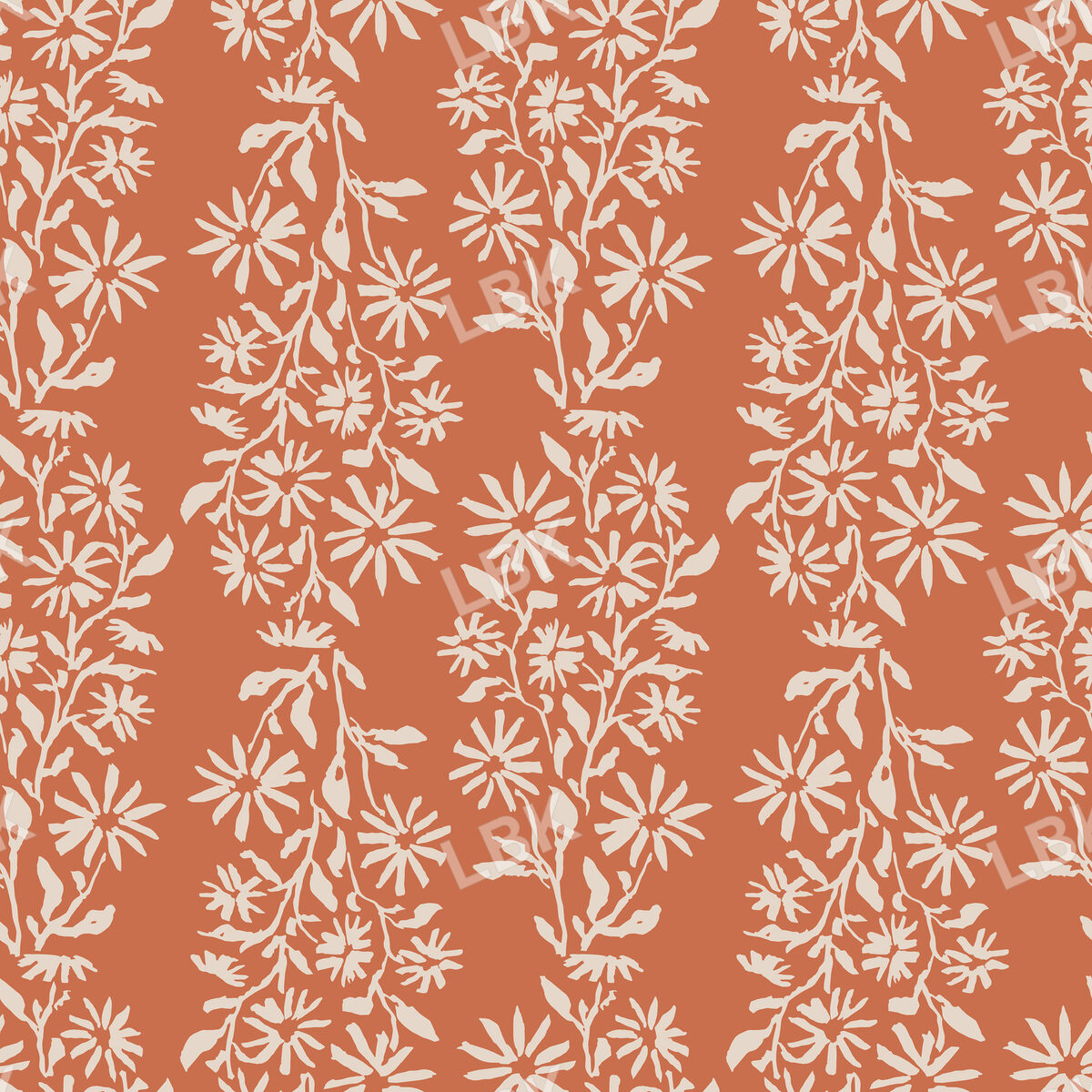 Floral Stripe on Rust