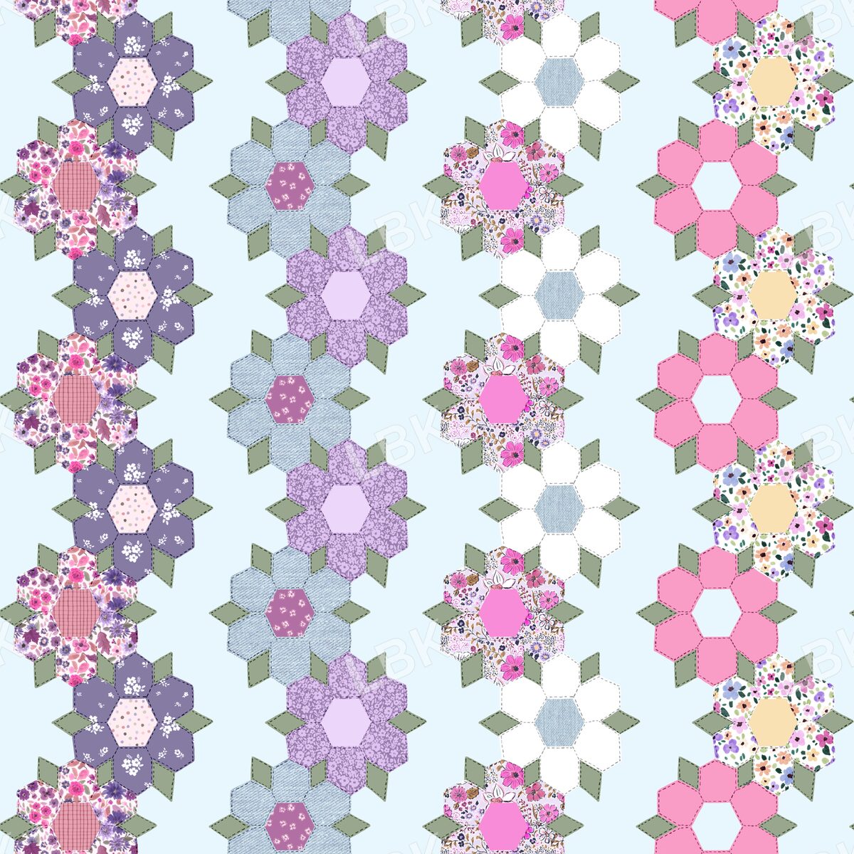 Blooming patchwork sky light blue