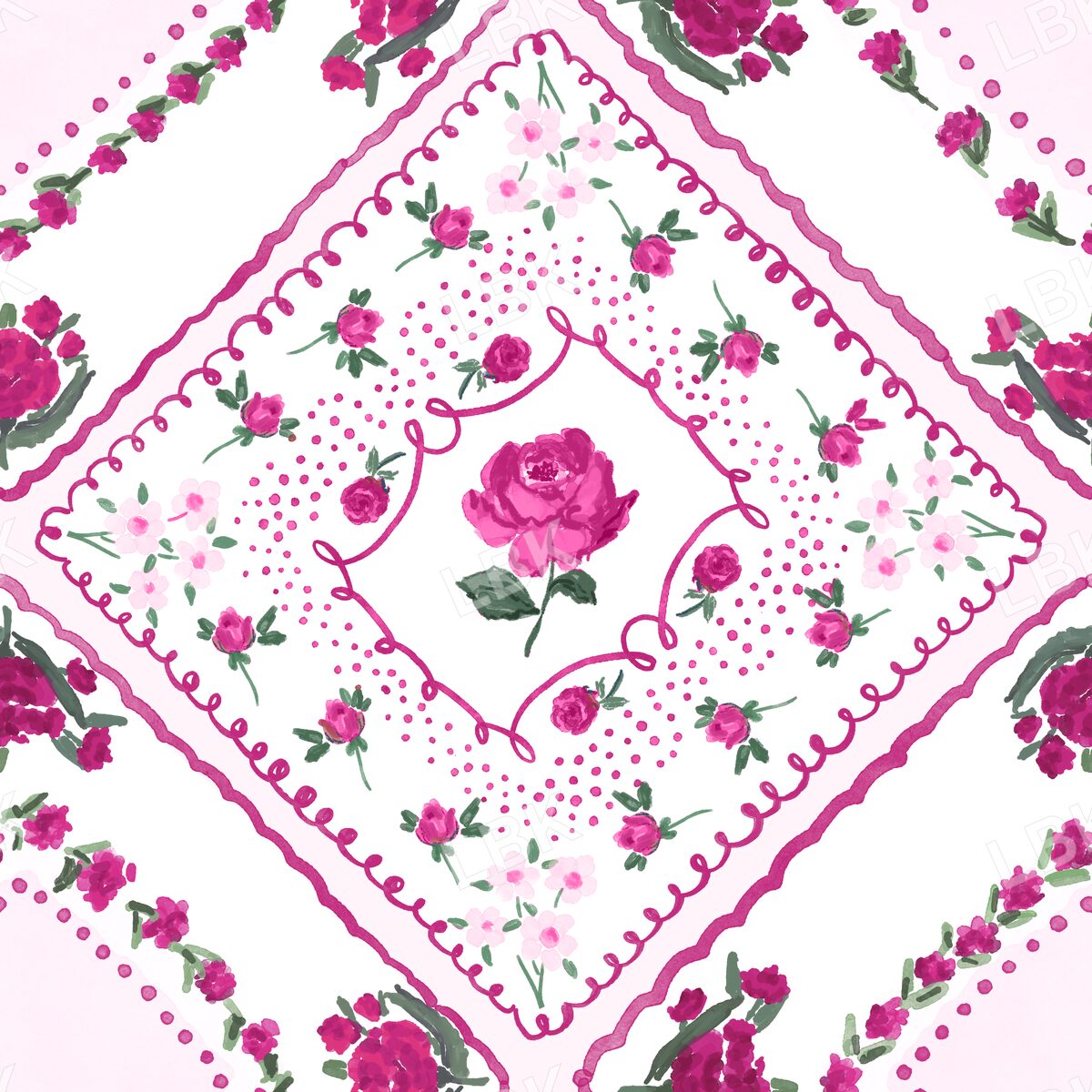 Vintage Floral Hanky light pink
