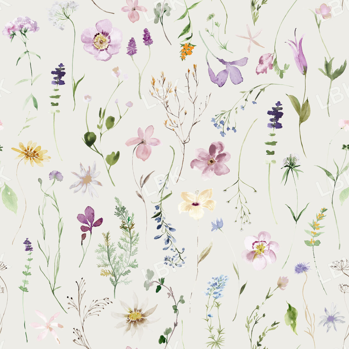 Summer Wildflower Floral on SW Pure White