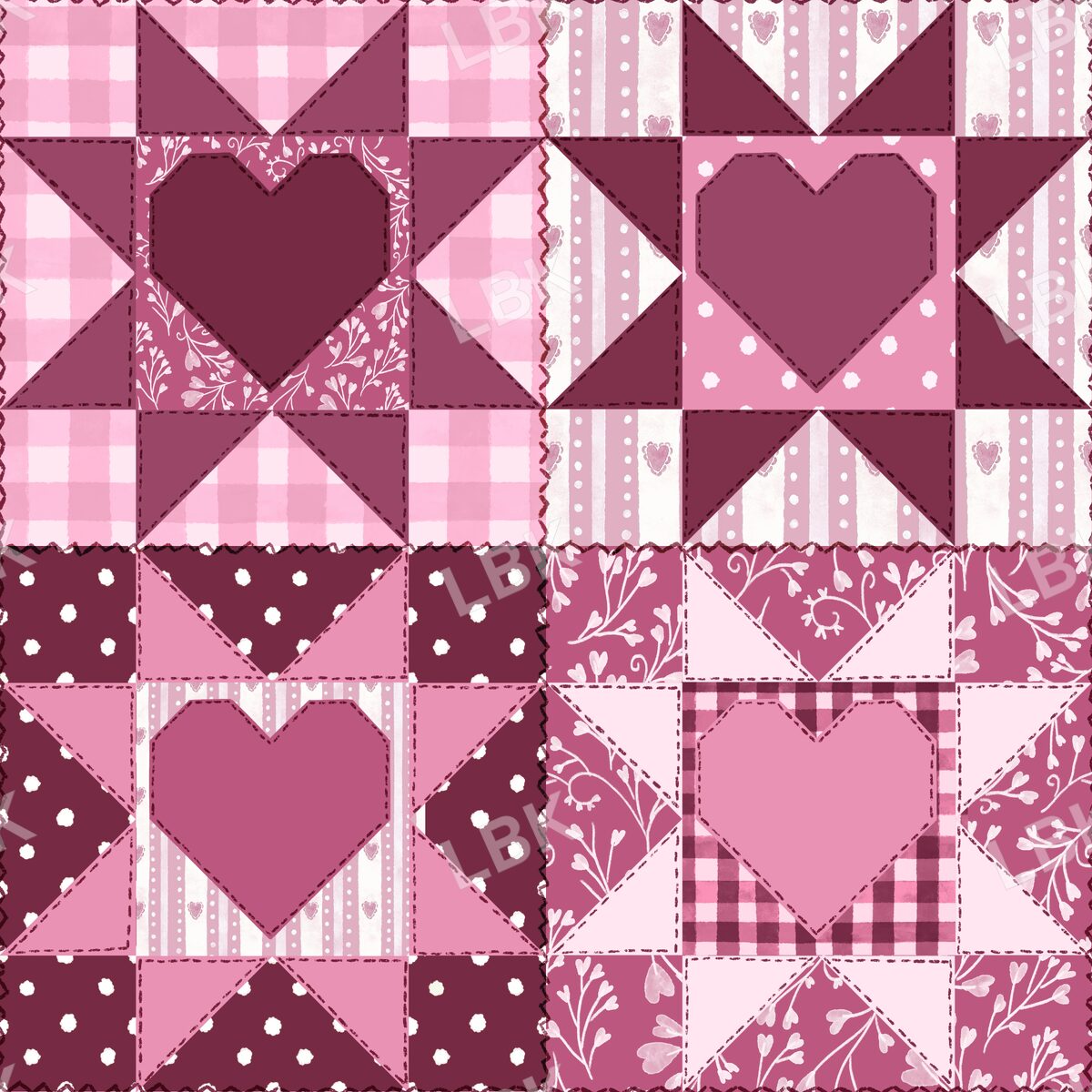 I heart you quilt pink cranberry