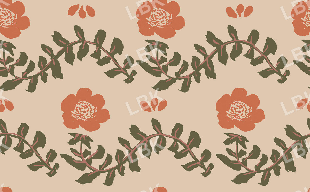 Floral Waves on Beige
