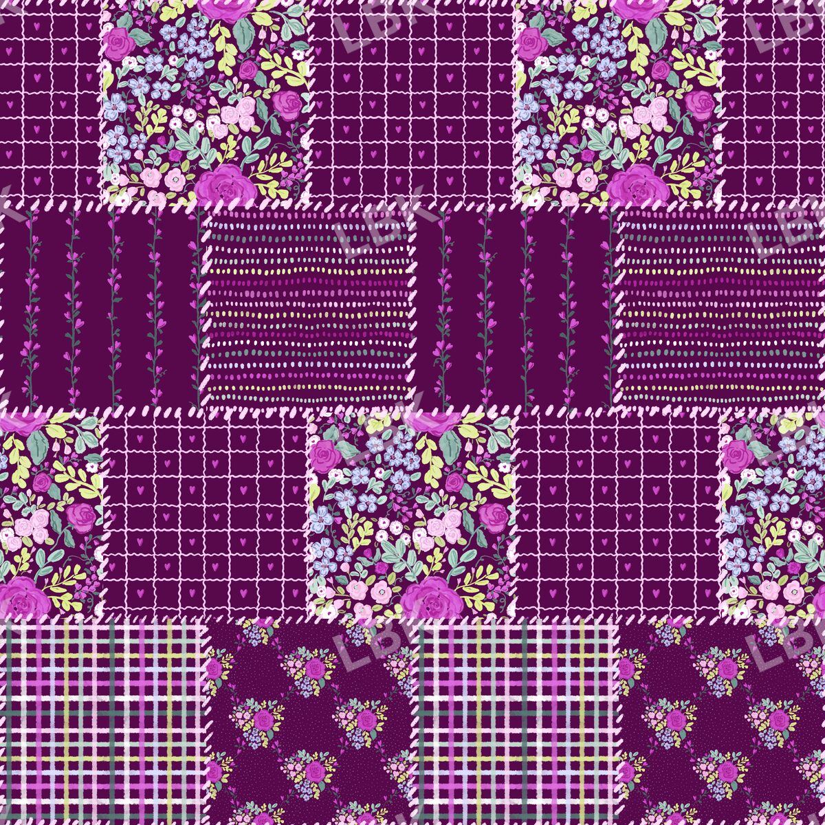 Petals and Pieces Patchwork cabernet