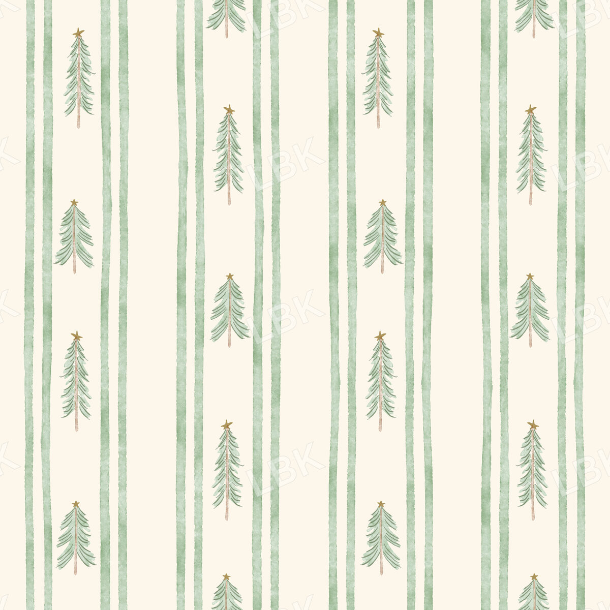 christmas tree stripe - green and cream