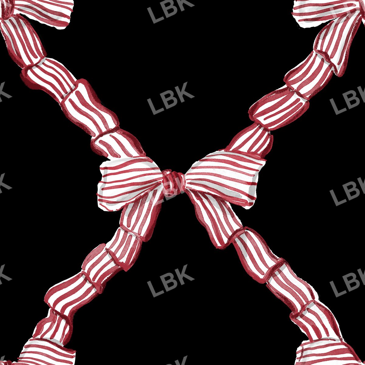 Vintage red striped coquette on blk
