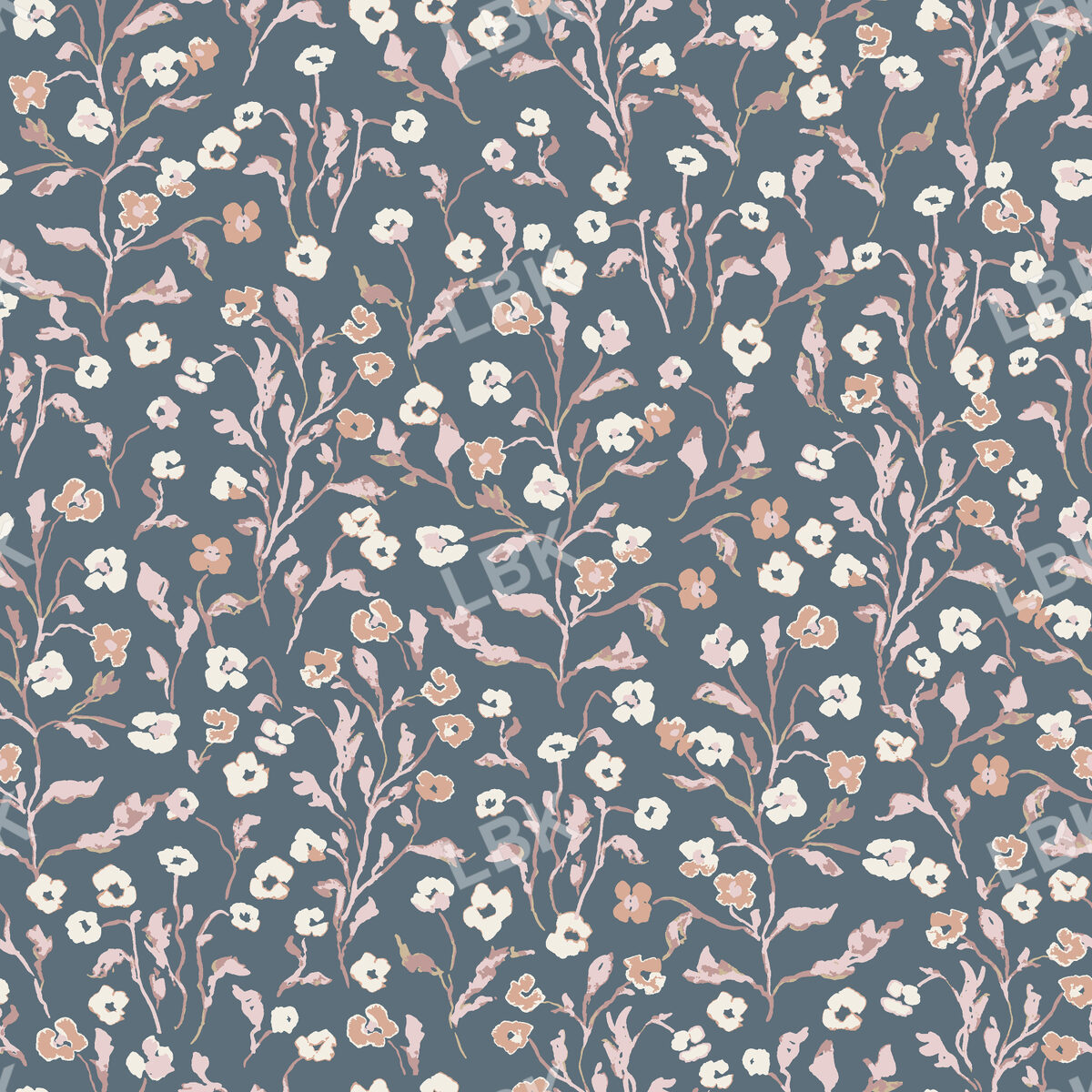 Tiny Floral Medley on Blue Color 10