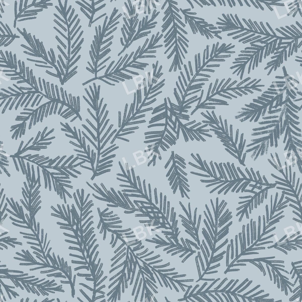 Christmas pine branches dusty blue tonal