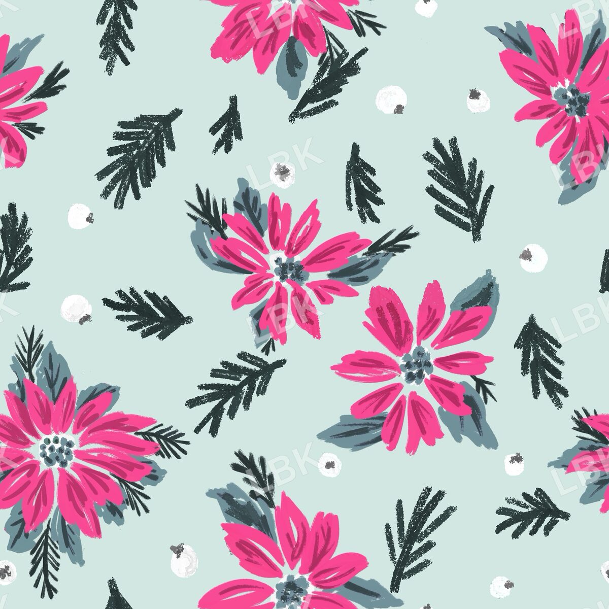 Pink poinsettia pine and berry mint