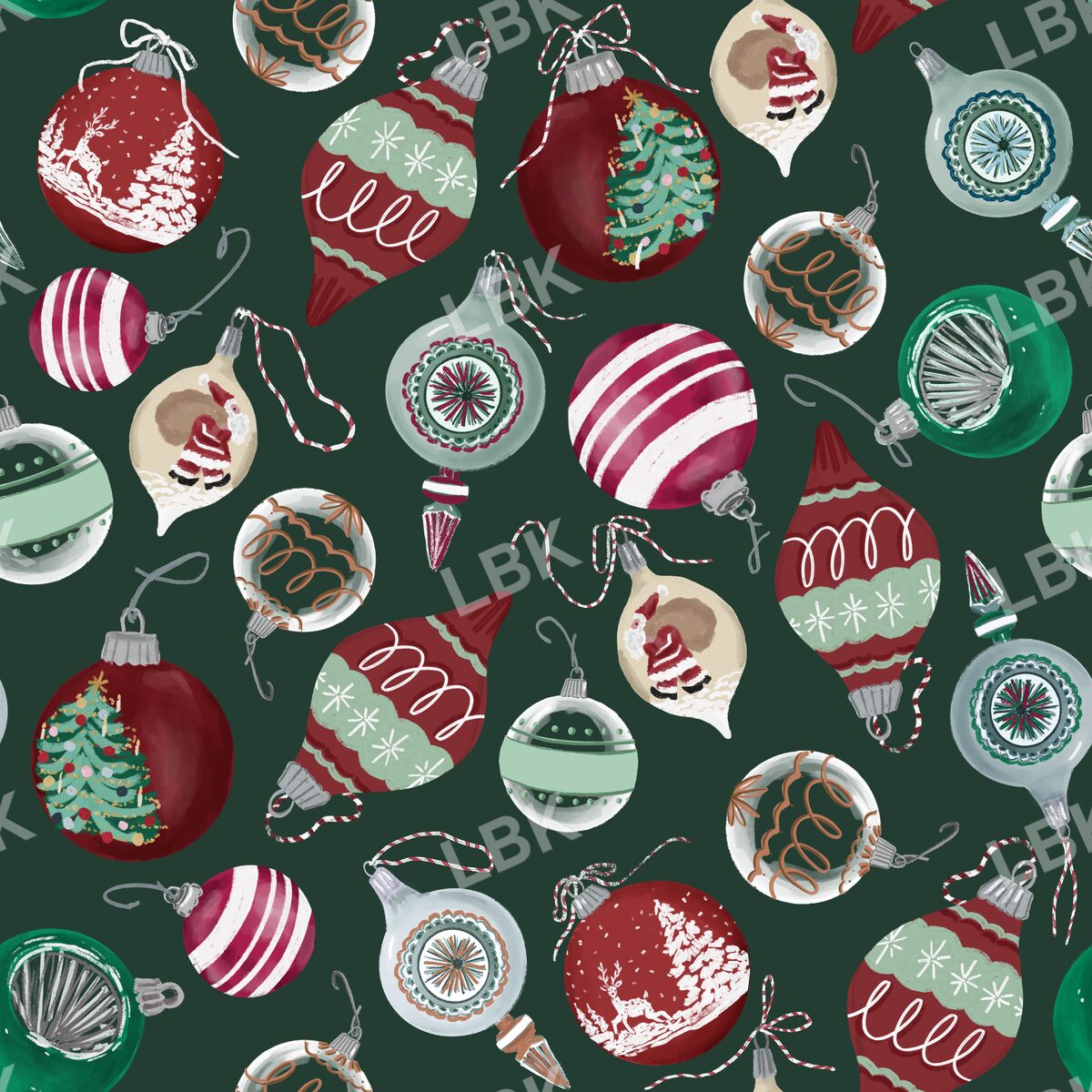 Vintage ornaments dark green