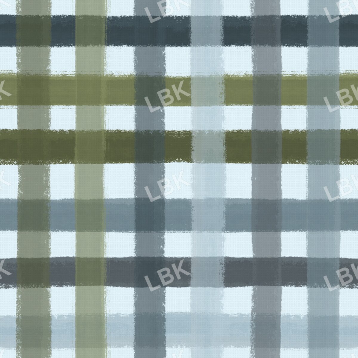 Painted gingham linen plaid light blue multi