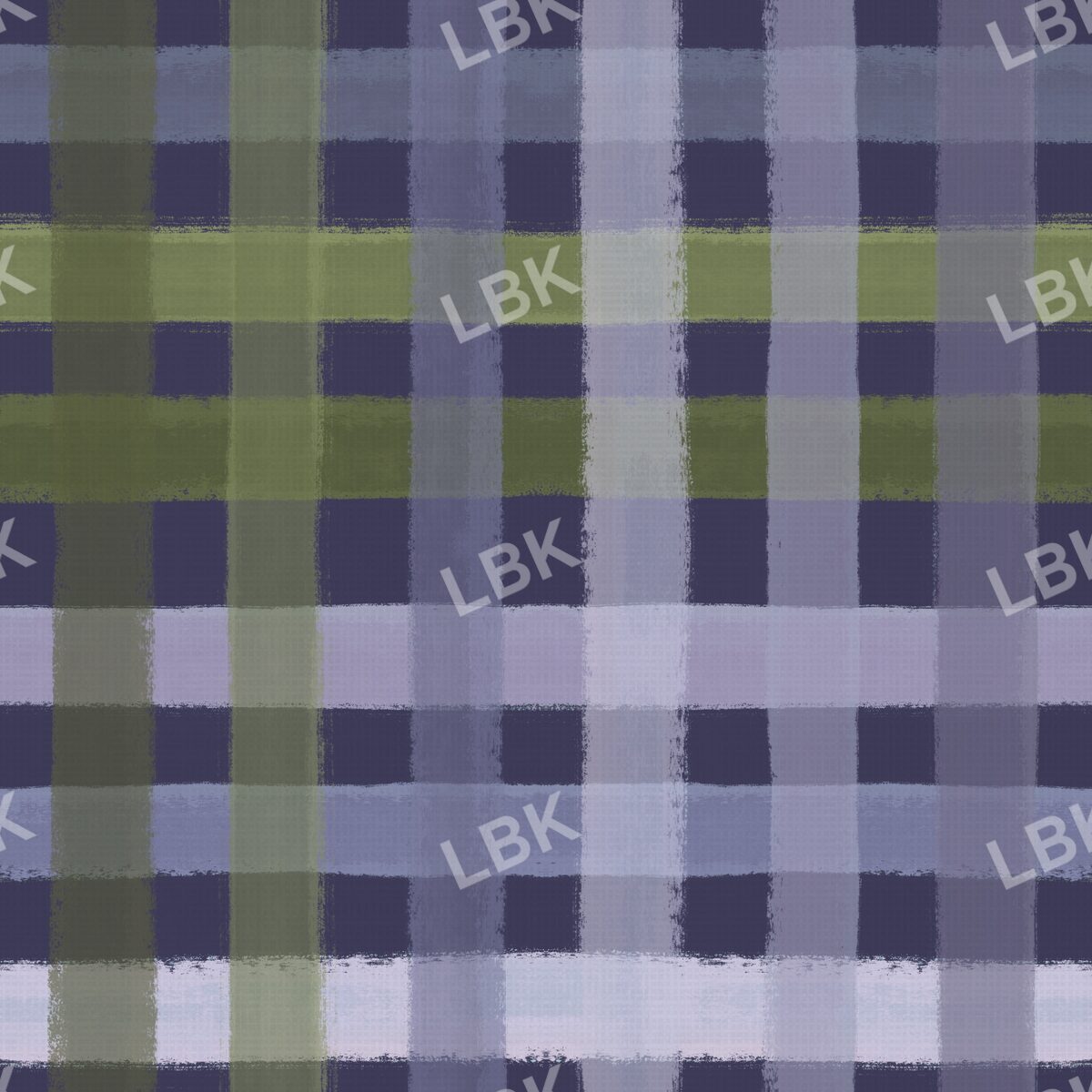 Painted gingham linen dark purple multi