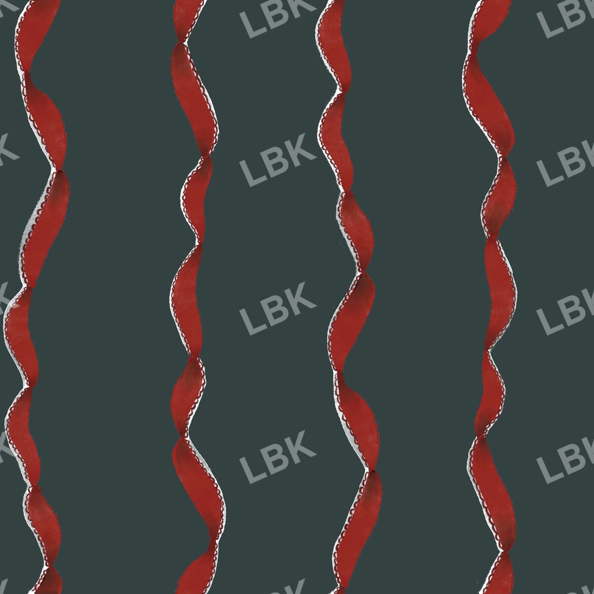 Curly ribbon stripe red dark green