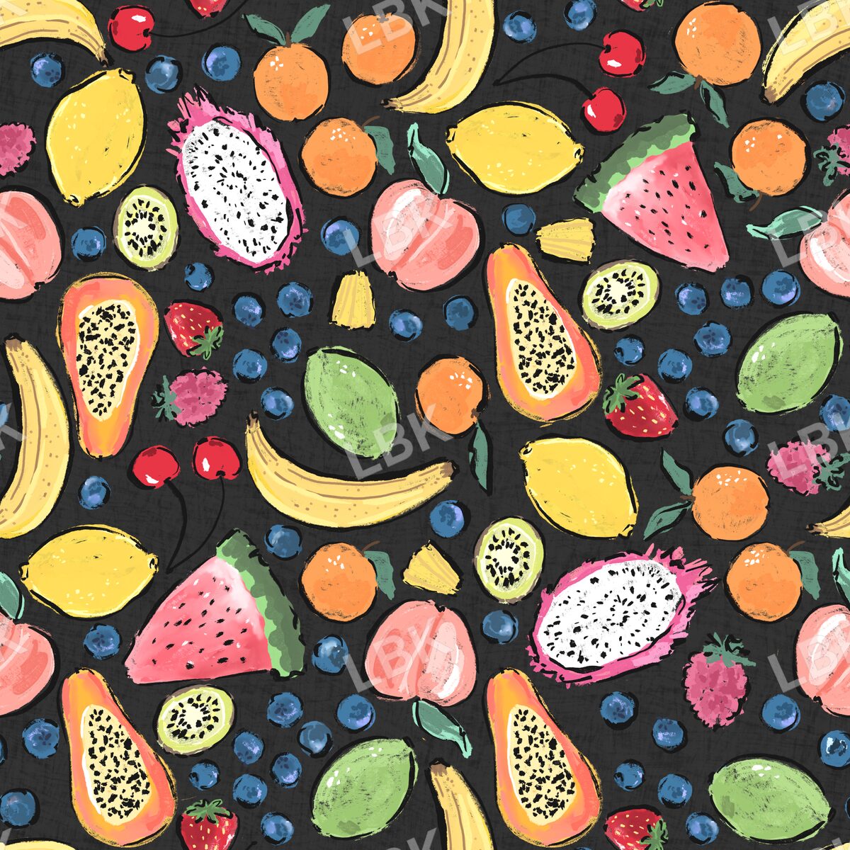Bright summer fruits black