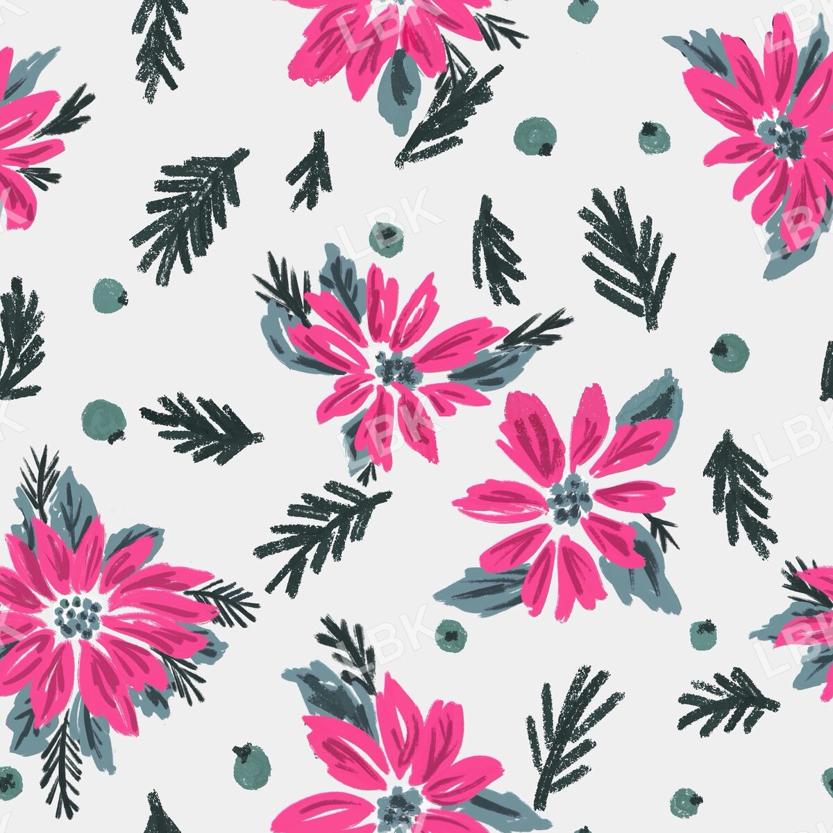 Pink Poinsettia pine and berry