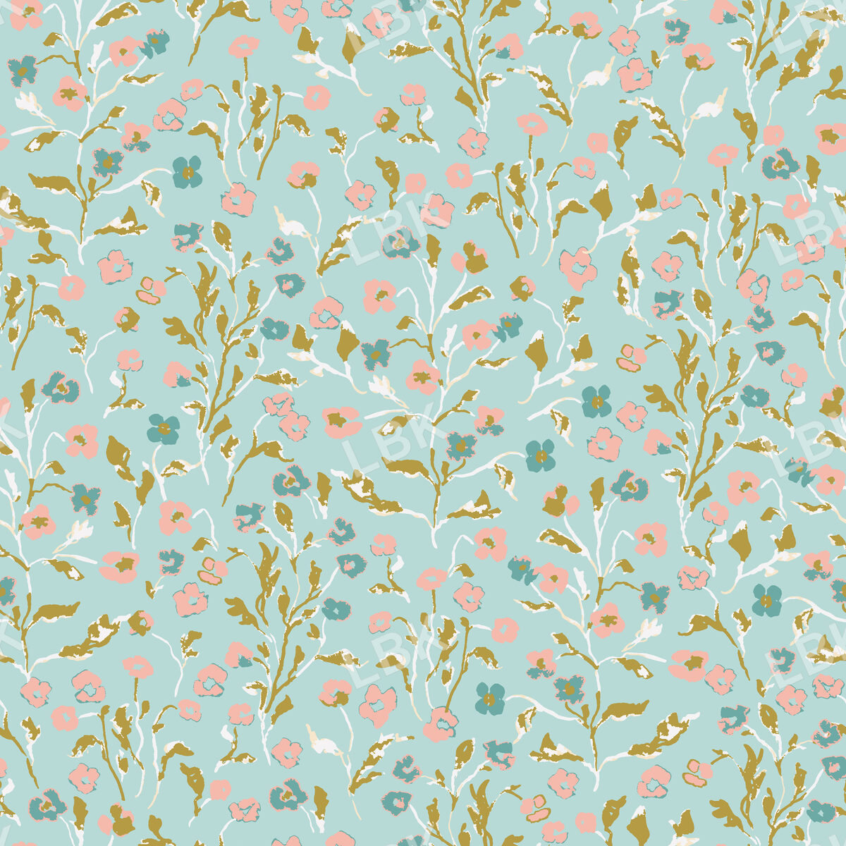 Ballet Tiny Florals on Blue 10