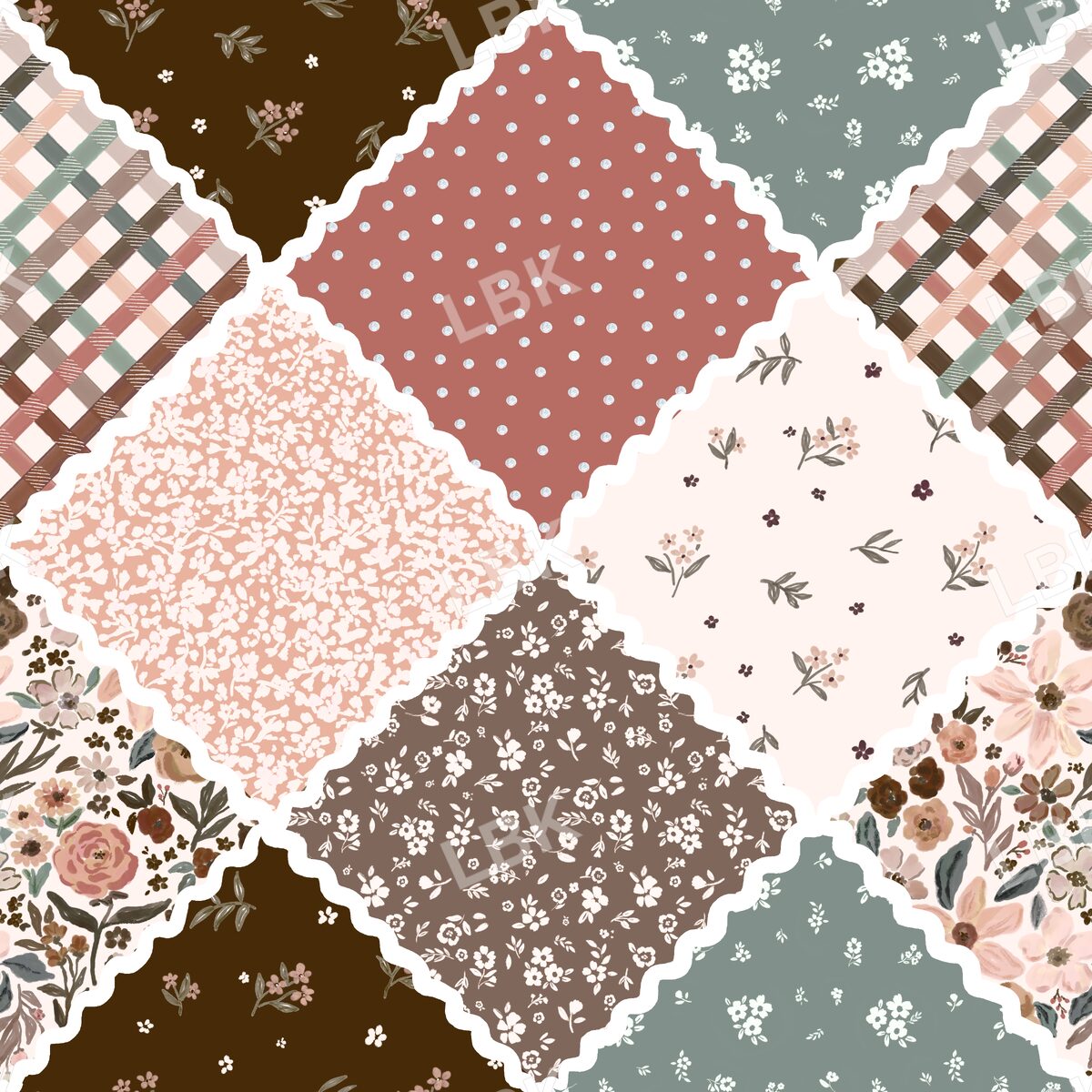 Cottage garden rick rack patchwork
